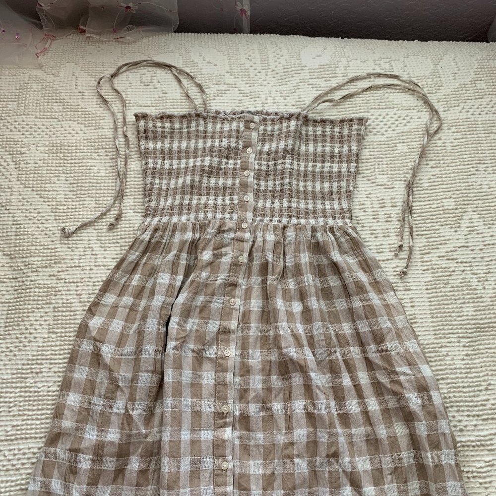 aerie checkered midi dress with pockets!